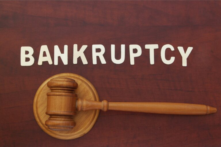 Bankruptcy Concept Wooden Gavel Judge Court Debt